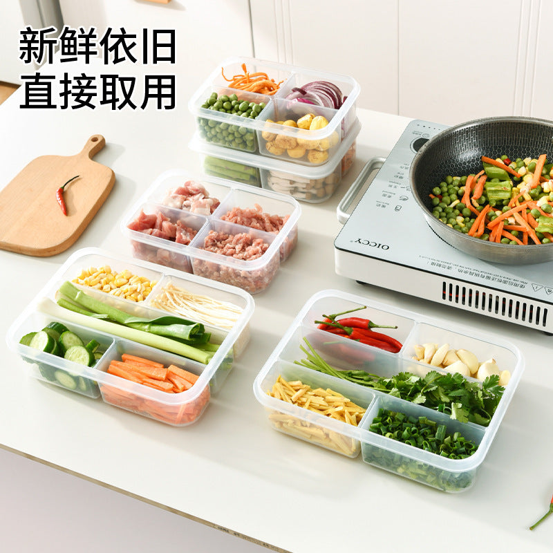 Food-grade divided crisper box, food preparation, vegetables, frozen, lidded packaging box, for home refrigerator special storage box