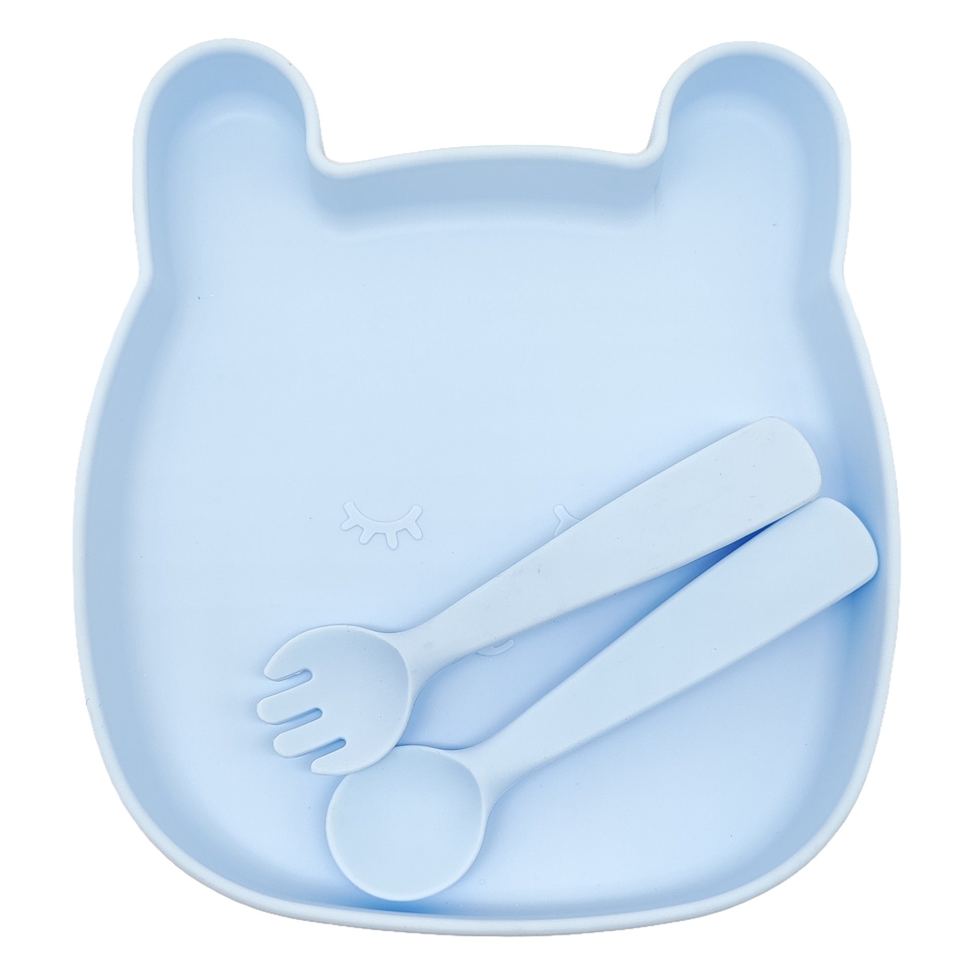 Cross-border hot-selling children's tableware sets, food-grade silicone dinner plates, anti-drop baby food, silicone spoons, tableware