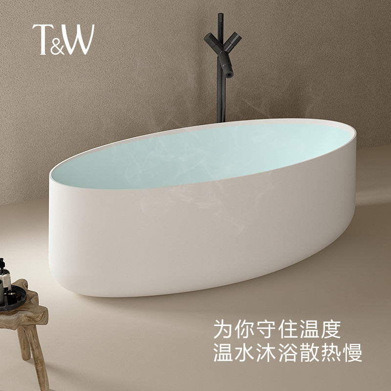 Travel free-standing artificial stone bathtub household small apartment oval PMMA romantic Internet celebrity hotel bathtub