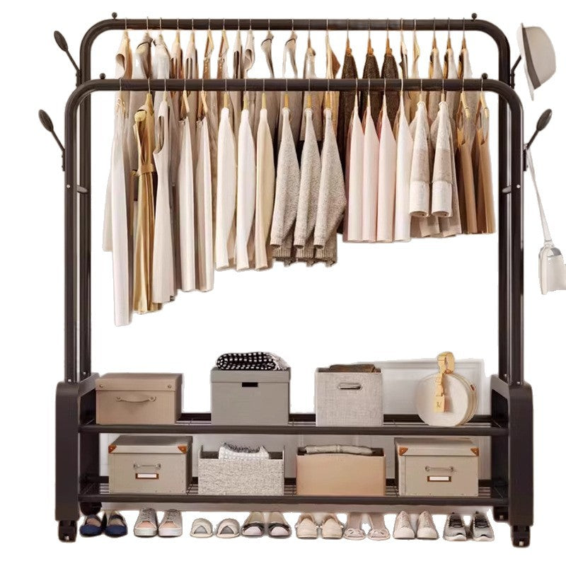 Clothes hanger floor-standing bedroom for home double-pole clothes drying rack clothes rack indoor clothes coat rack thickened balcony clothes pole