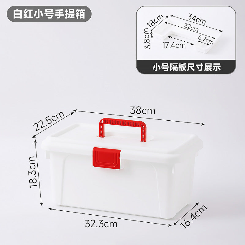 Household multi-functional portable toolbox, divided grid, covered tool storage box, large-capacity plastic clamshell toolbox