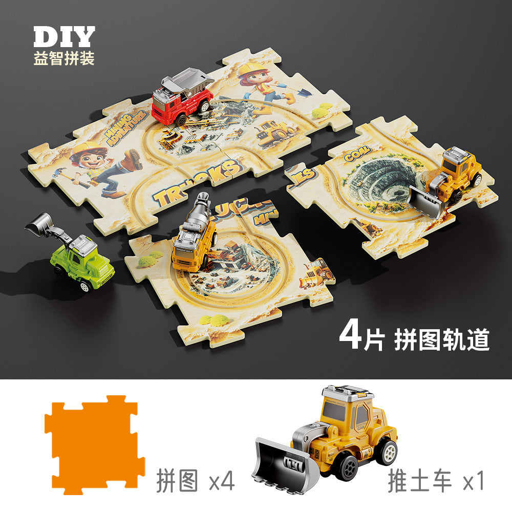children's diy multifunctional electric vehicle educational toy for boys ages 3-6, construction vehicle model puzzle track car