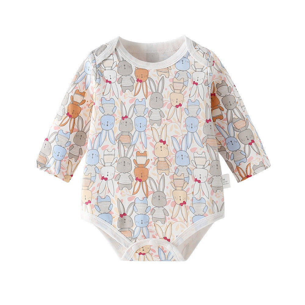 baby romper spring autum triangle crawling short-sleeved male and female baby cotton 0-1 year old one-piece girl butt-covering clothes