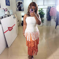 tassel lace gradient color block fashion cami dress with cinched waist and sleeveless design