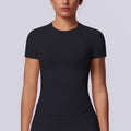 new arrival seamless tight short-sleeved t-shirt yoga wear high elastic sweat-absorbent hip-length short-sleeved running fitness tops for women