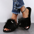 2024 fall/winter new korean style butterfly one-strap flat slippers, warm round-toe indoor/outdoor cotton slippers, fuzzy slippers for women