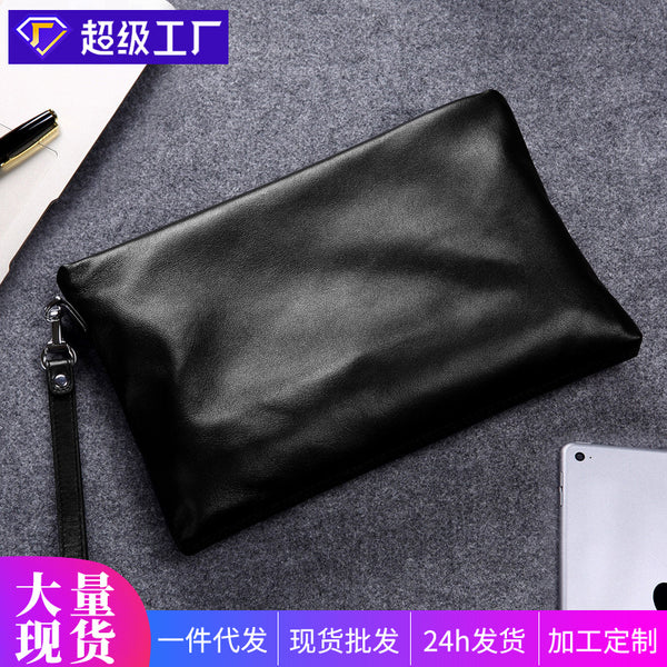 New men's bags, genuine leather casual handbags, first-layer cowhide envelope bags, large-capacity clutch bags, soft leather men's clutch bags.