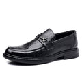 Men's low-top loafers - slip-on round toe dress shoes for business, work, and weddings - textured leather