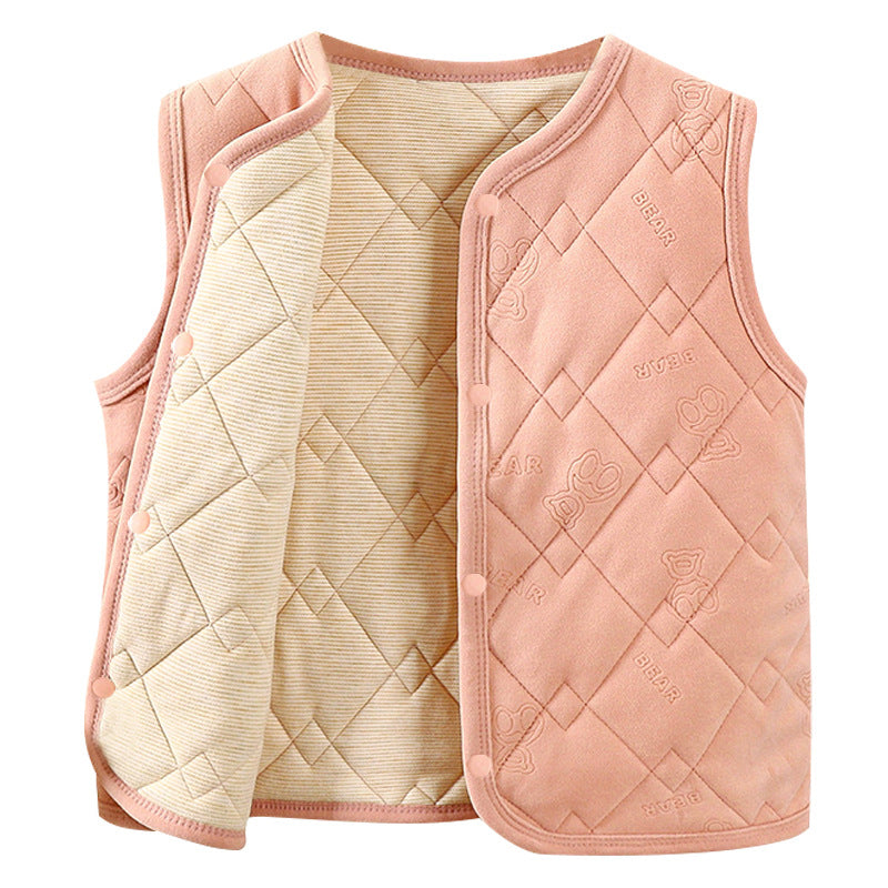 New winter quilted silk fleece vest set - thickened, wearable as outerwear or inner layer, perfect for school uniforms, warm and cozy for boys and girls