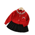 Girls' sweater set: new autumn  collection - chanel-inspired two-piece knit outfit for little girls