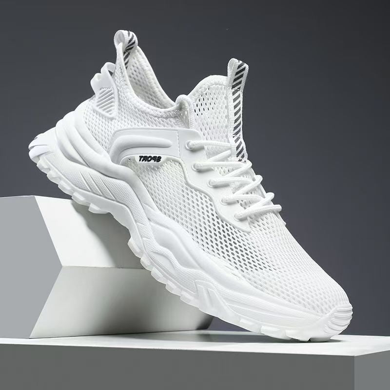 2025 new winter breathable men's shoes - lightweight, thin mesh sneakers with hollowed-out design - white student athletic shoes for men