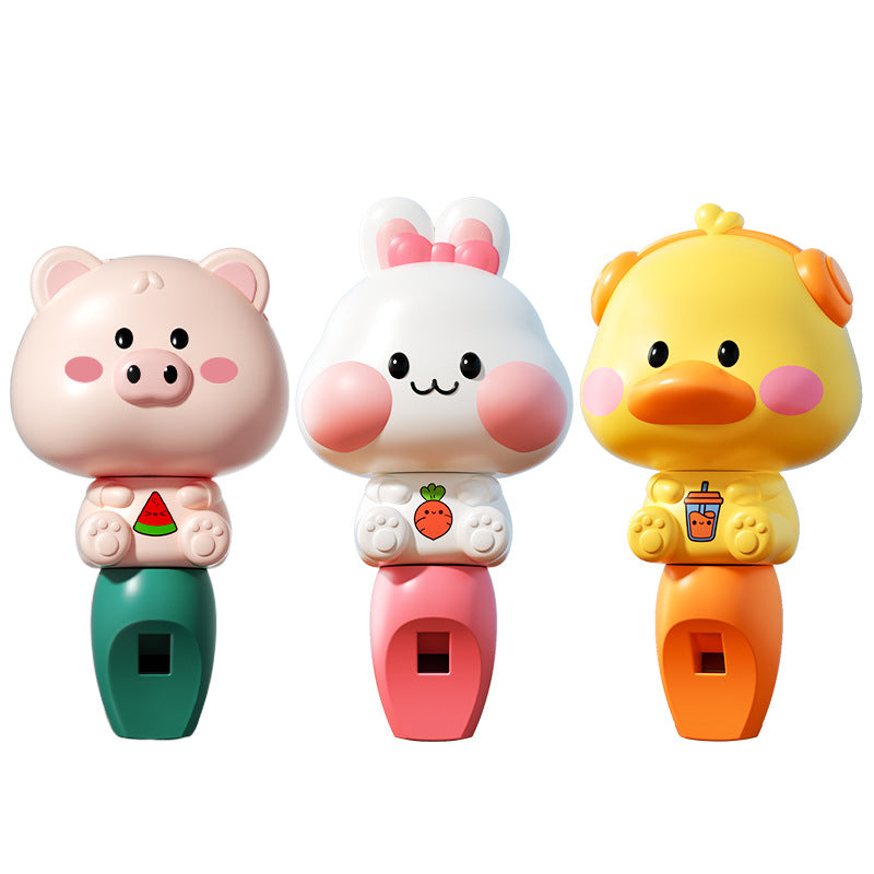 Cute cartoon whistle rabbit yellow duck pig shape lanyard whistle small trumpet kindergarten kids toys street stall