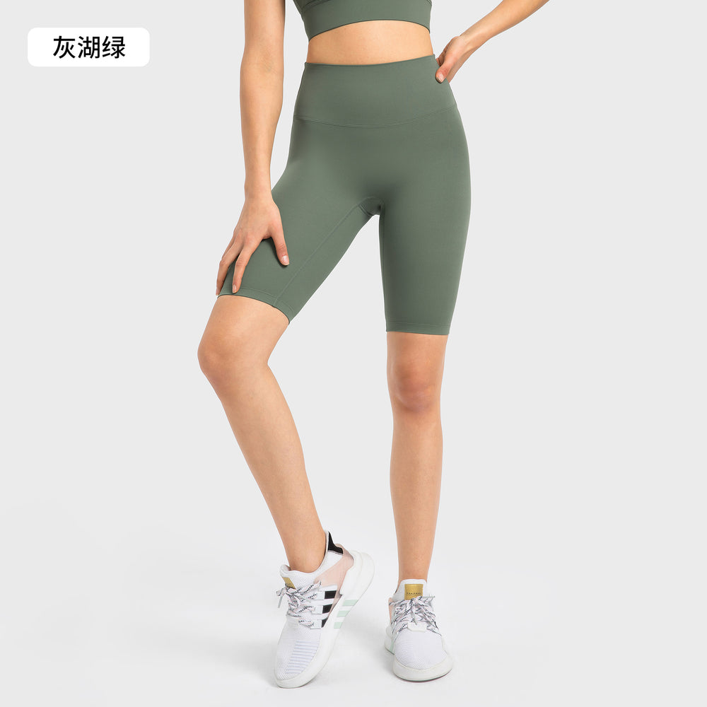 Spring/summer seamless t-line tight 5-inch nude yoga shorts - peach lift, high-waisted workout shorts with pockets - women's dk184