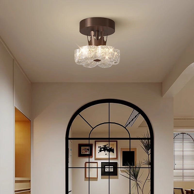 Medieval style resin flower ceiling light corridor aisle light French retro balcony entrance entrance lighting high sense