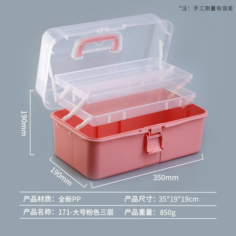 Baolian Art Student Toolbox Household Painting Brush Calligraphy Storage Box Transparent Painting Box Multifunctional Storage Box