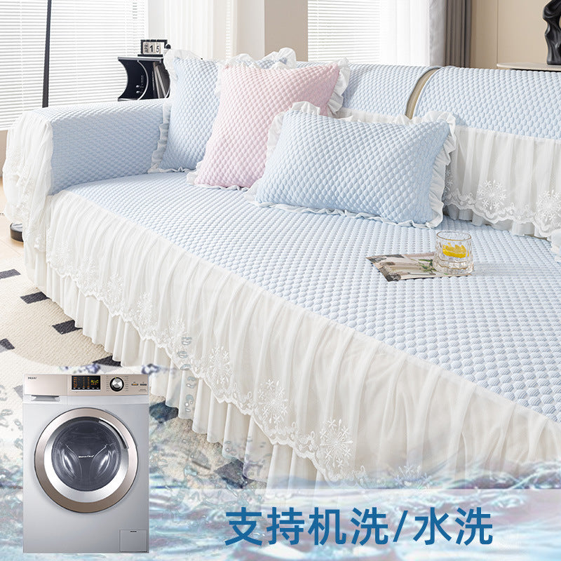 Summer ice silk bean sofa cushion light luxury lace skirt sofa cover non-slip ice mat new free shipping