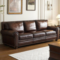 American sofa baton brown hand-rubbed full leather first-layer cowhide three-person row retro living room furniture