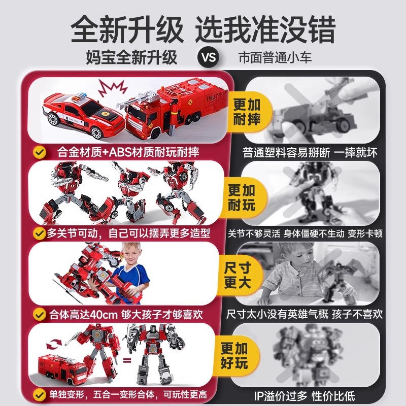 Kids' alloy transforming robot fire truck series: autobots, helicopters, police cars, and motorcycle model toys