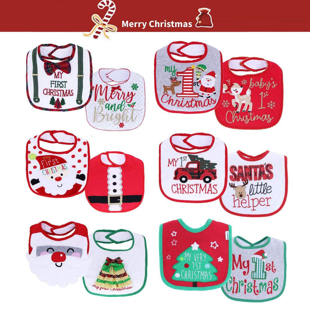 Merry christmas baby bib christmas theme saliva towel baby embroider bib anti-dirty cute