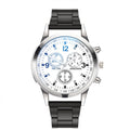 Factory direct iridescent blue light glass three-eye stainless steel watch - men's quartz watch, gift, cross-border watch for men