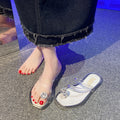 European and american fashion rhinestone smiley face flip-flops, transparent beach sandals, slimming summer outerwear, versatile casual slides