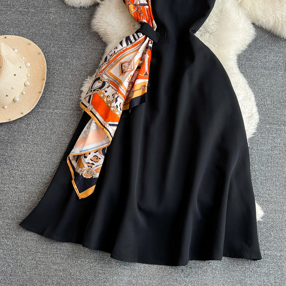 2024 summer chic: vintage-inspired sleeveless a-line dress - round neck, cinched waist, slimming fit, elegant maxi dress