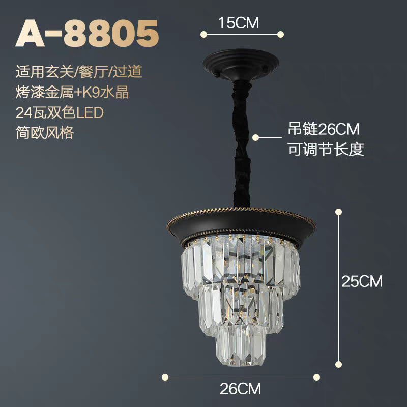 European-style light luxury american crystal small ceiling light for living room, hallway, corridor, entryway, balcony - minimalist modern indoor pendant light