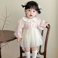 Spring & fall long sleeves thin baby princess dress with butt-covering dress for small-month-old baby girl 100-day-old dress