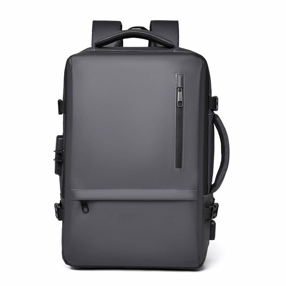 Simple solid color backpack 2025 large capacity expandable business handbag commuting out leisure travel bag