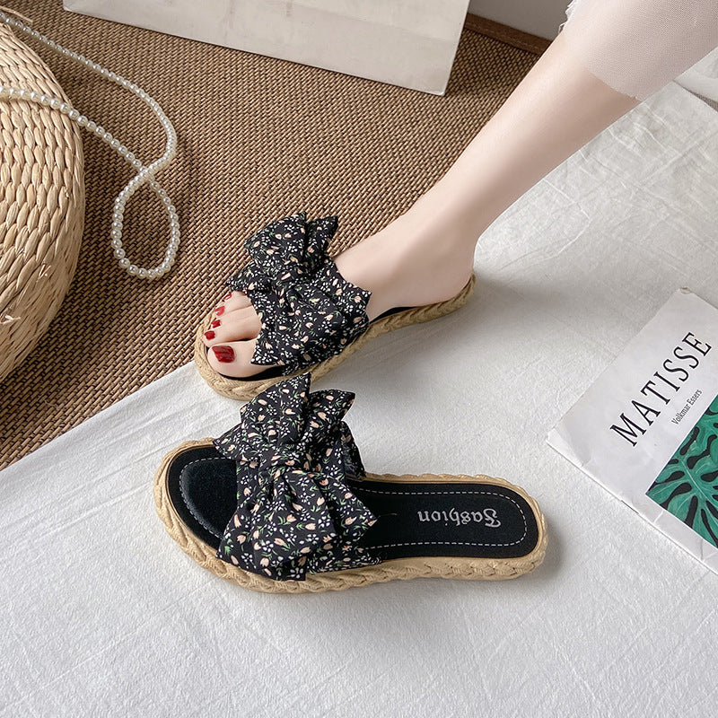 2024 new bowknot slippers - stylish women's summer beach sandals, flat flip-flops