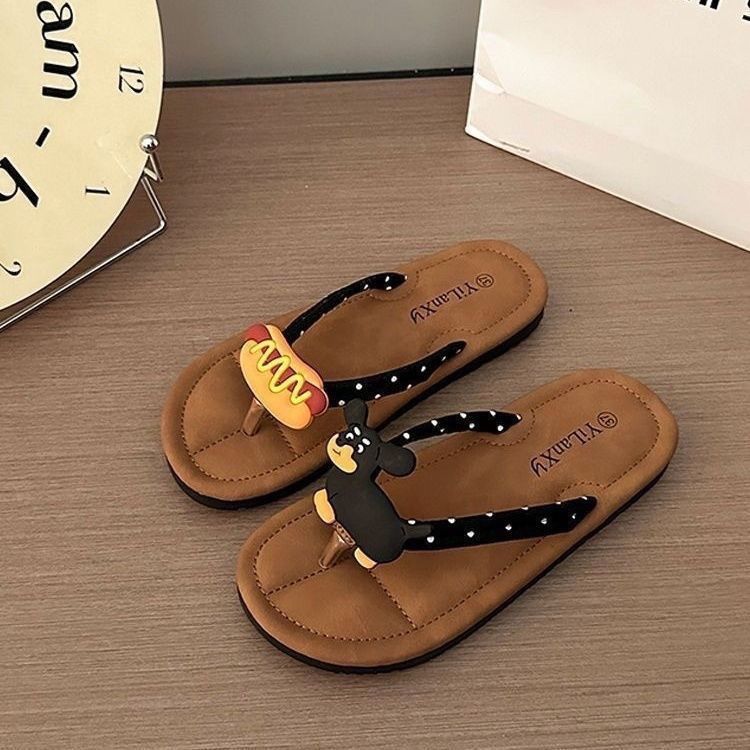 Flip-flops beach slippers flip-flops cute cartoon 2025 outwearsummernew arrival toe flatsnon-slip beach shoes