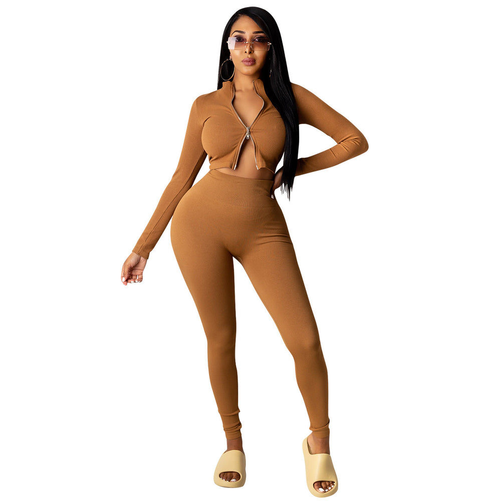 C3815 in stock winter   fashion european and american knitted sexy bodycon casual two-piece women's outfit
