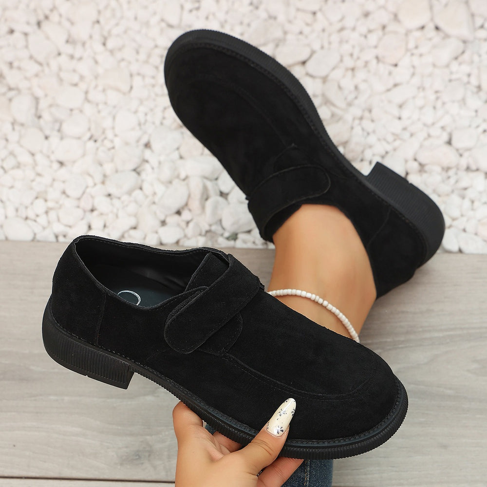 plus sizespring & fallnew arrival british style velcro small leather shoes women's retrothick sole loafers casualflats women