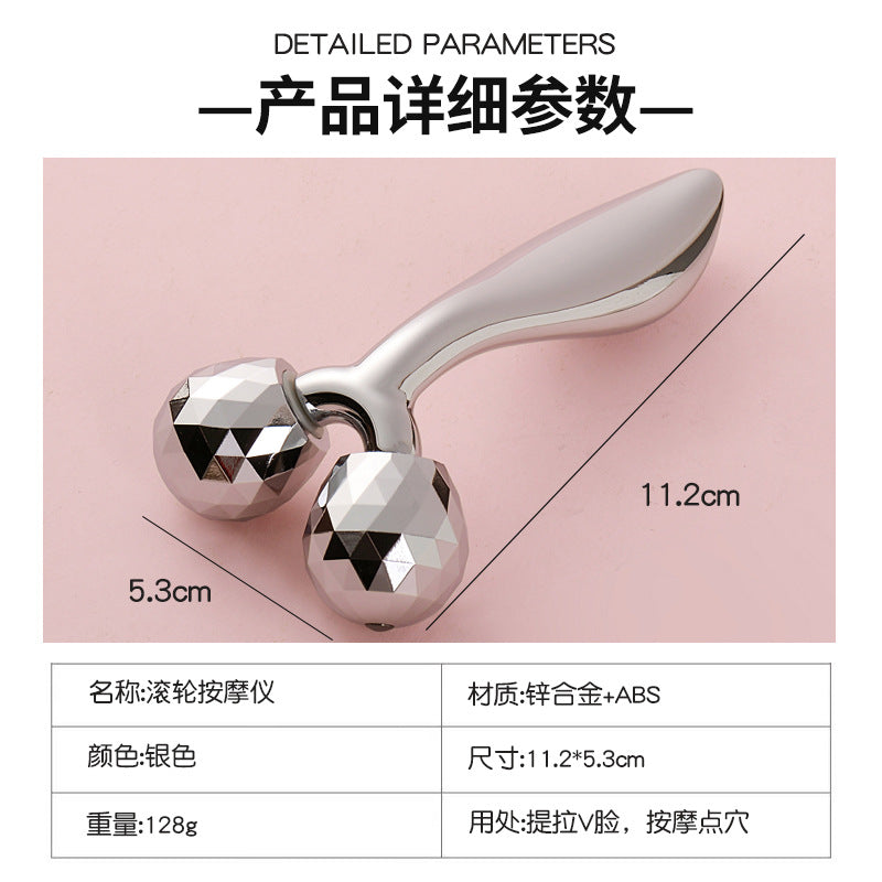 Manufacturer's 3d roller massager, facial lifting and firming v-face beauty massage stick, handheld metal roller massager