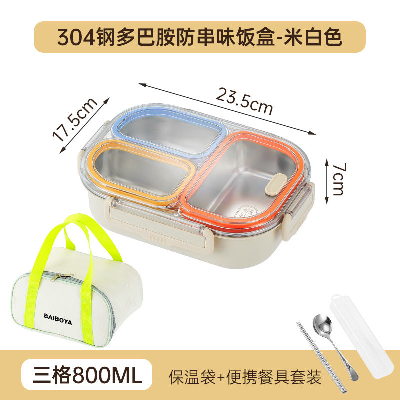 304 stainless steel lunch box - perfect for office workers and students - prevents food odor mixing, microwave-safe, and keeps food warm