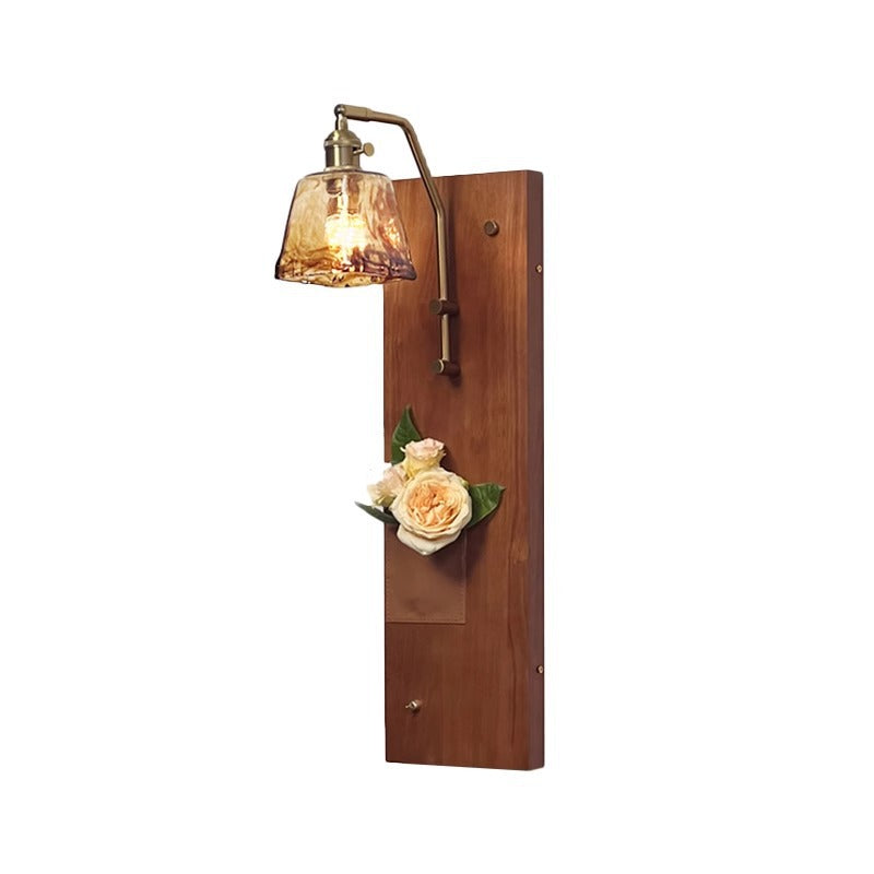 Wabi-sabi style wall lamp solid wood retro living room bedroom wall lamp bedside lamp entrance aisle cafe b&b wall lamp