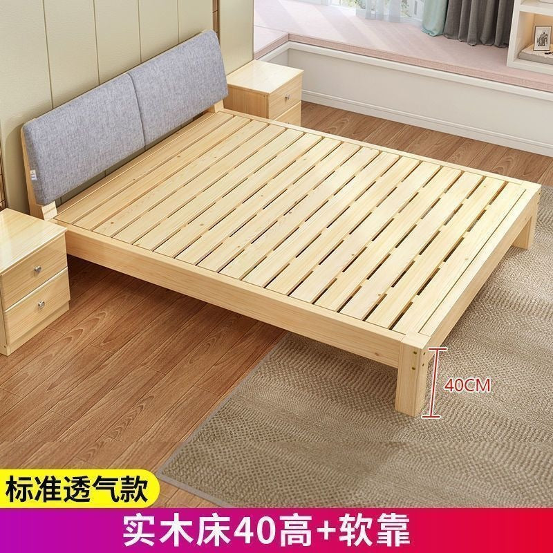 Solid wood bed - modern minimalist style 1.5m - double bed for home use, adult master bedroom wooden bed 1.8m - simple bed 1m single bed