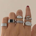 Wholesale alloy ring sets: cross-border gold-plated eight-pointed star jewelry, niche light luxury stackable hand jewelry, and trendy ins-style finger rings