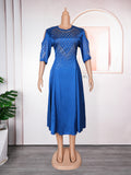 African women's plus size cross-border e-commerce spring/summer new arrivals  independent website off-shoulder five-sleeve rhinestone dress