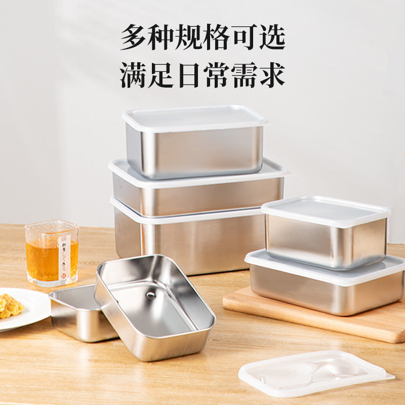 Wholesale stainless steel fresh-keeping box 304 food grade lunch box fruit bento box refrigerator frozen storage box sealed box