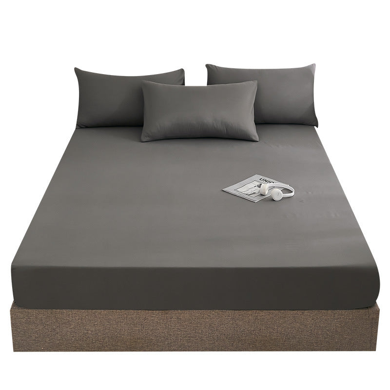 Pure colorprinting fitted sheet single piece double bed cover bed cover brushed bed sheets protective cover fitted sheet three-piece set