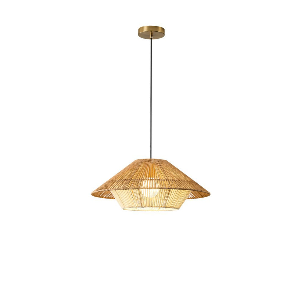 Handmade woven straw hat single-head pendant light - tea room, restaurant, b&b, retro rustic style - wholesale direct from manufacturer