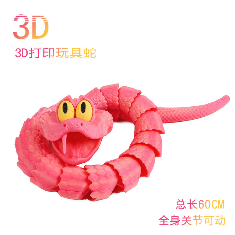 Kids' zootopia inspired gary the snake 3d printed figurine - articulated joints, stress relief, prank toy for boys