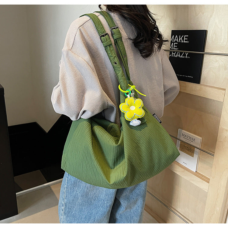 Cross-border 2025 spring solid color handbag women's large-capacity cloth bag simple underarm bag handbag new shoulder bag