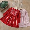 new year's & christmas girls' sweater dress - bow accent, chanel-inspired sweet knit dress