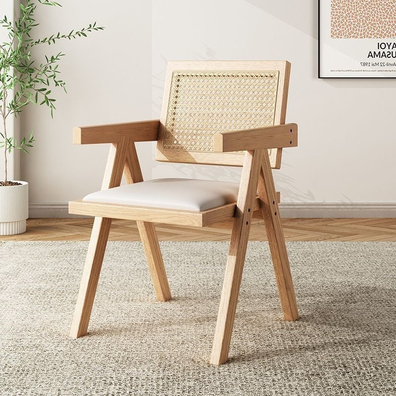 Scandinavian solid wood for home rattan balcony dining chair stool backrest b&b casualcasual rattan chair chandigarh chair