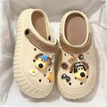 Women's summer clogs: 2023 new cute thick-soled beach cartoon closed-toe half slippers - "cloud-like comfort"