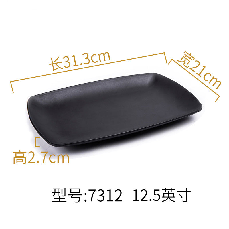 Melamine black tableware plastic dish imitation porcelain dinner plate cold dish plate barbecue hot pot plate barbecue restaurant plate commercial