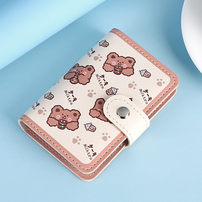Cute, small and large-capacity cartoon card bag, glue page card position, anti-degaussing driver's license cover, ultra-thin card clip, wallet card cover.