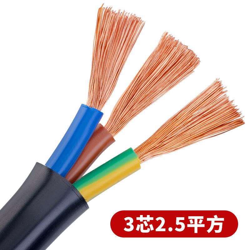 Pearl River wire and cable sheathed wire RVV 2 /3 /4 core square national standard pure copper core soft power cord 100 meters